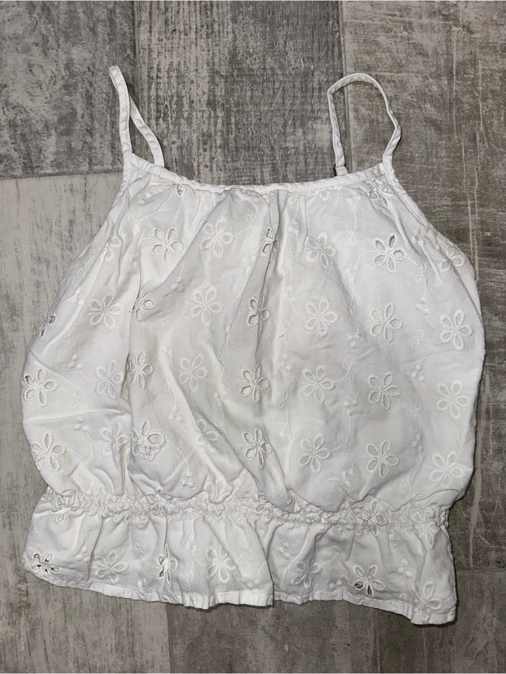 Abercrombie Kids White Floral Eyelet Smocked Cami Tank - Size 9/10